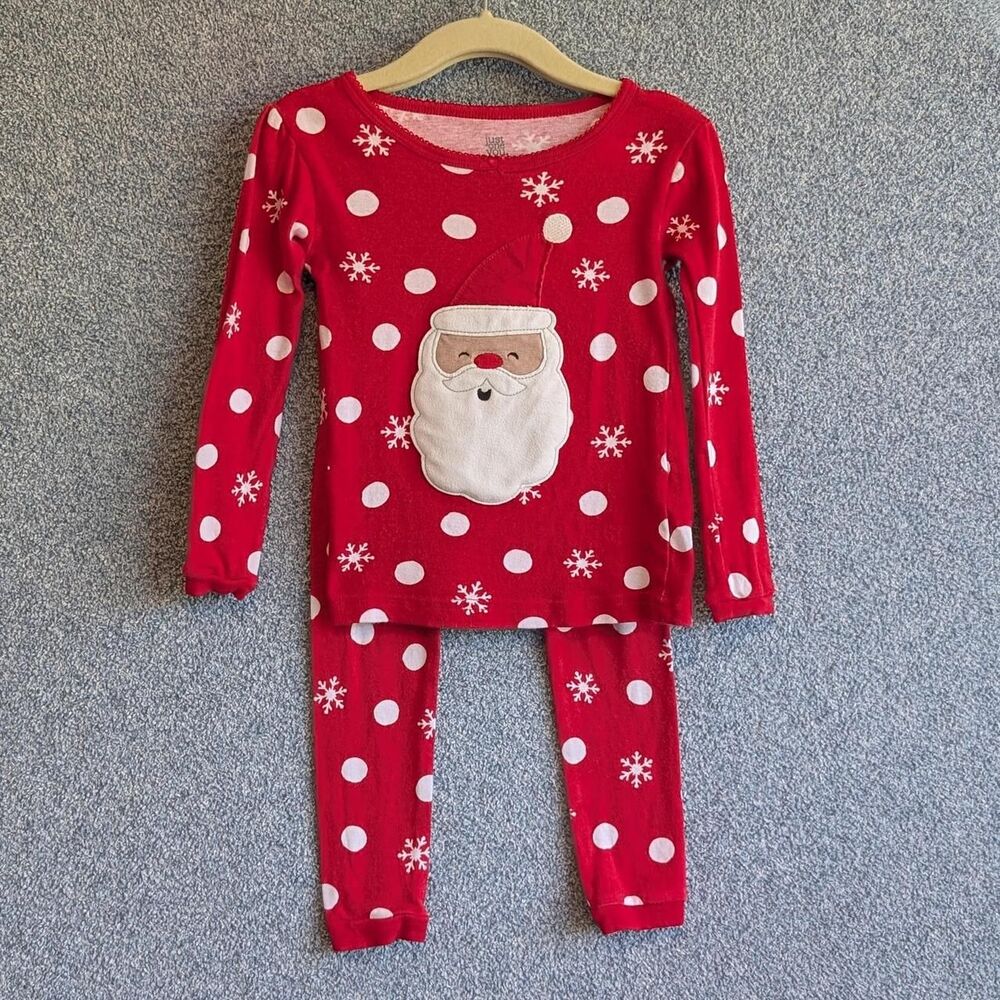 Carter's Girl Size 3T Red White Polka Dot Santa Claus 2 Piece Long Sleeve Pajama